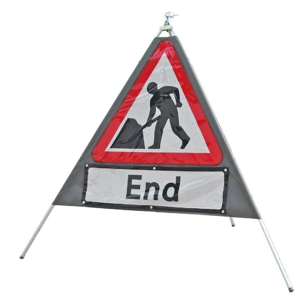 Quazar Roll Up Men At Work Sign With End Plate 750mm Landmark Trading